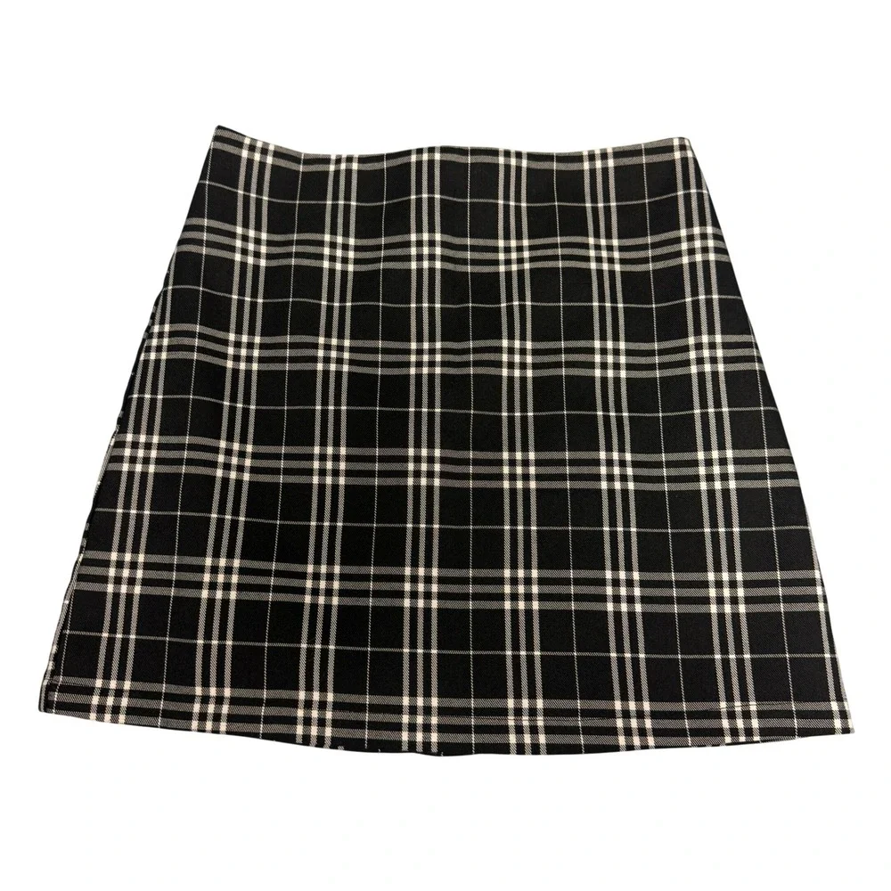 Blue Rain Youth 14 Black White Plaid Mini Skirt Preppy Academia Cute Feminine